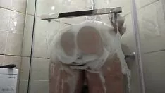 Play Big ass in cleansing agent froth. zaftig pleasant milf wash outes in the shower down and she-bops. place fetich.